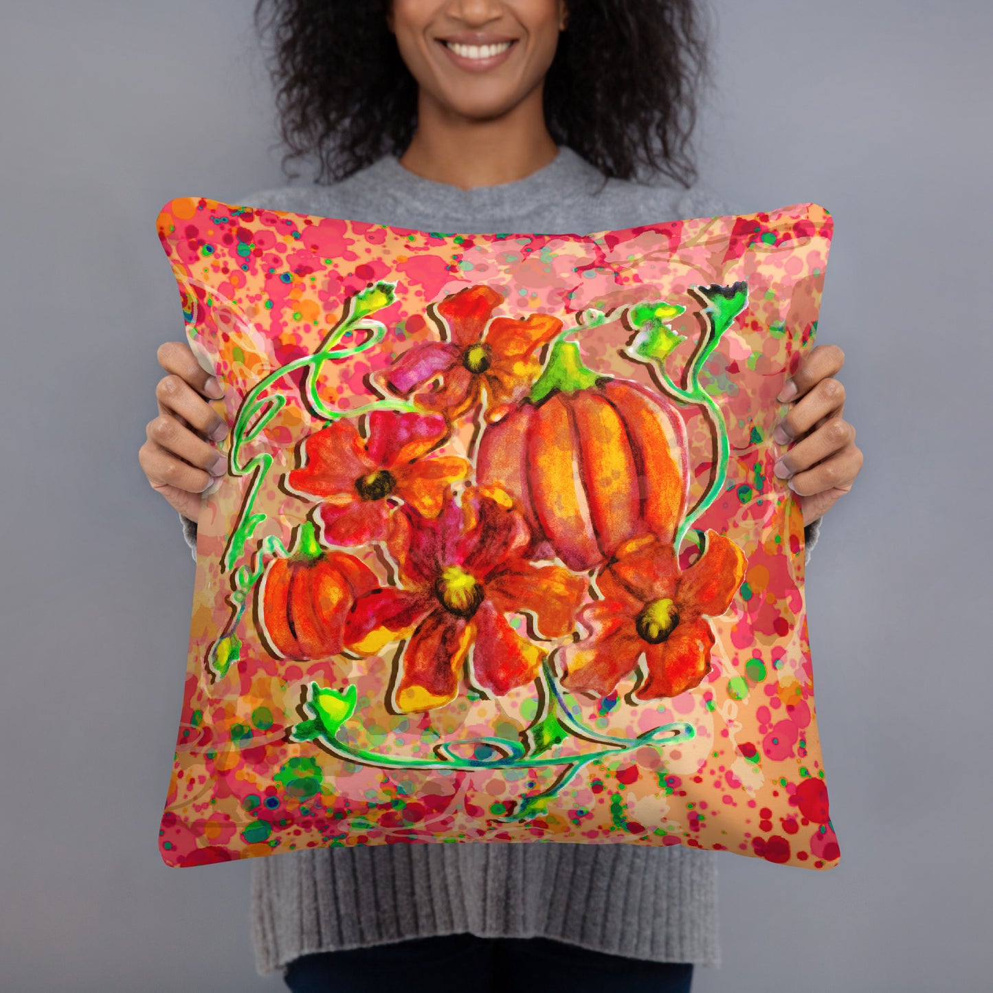 Basic Pillow (18x18) - Pumpkin Flower Collection