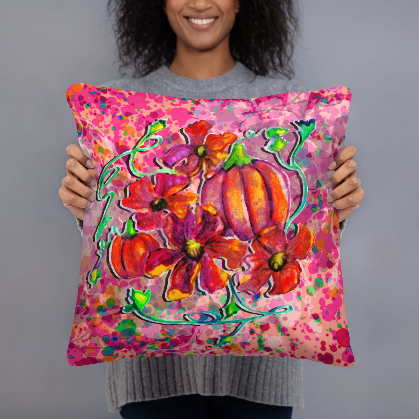 Basic Pillow (18x18) - Pumpkin Flower Collection