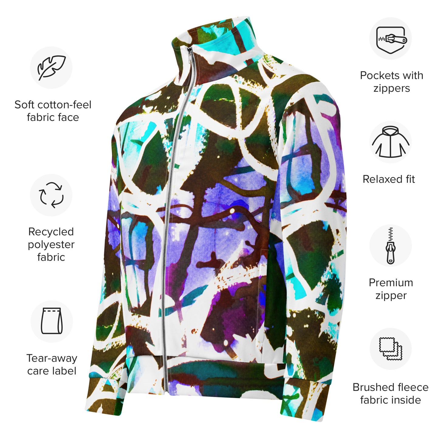 NEW Unisex Track Jacket - Water Color Graffiti Collection