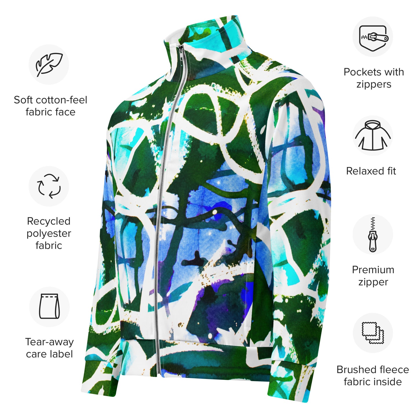 NEW Unisex Track Jacket - Water Color Graffiti Collection