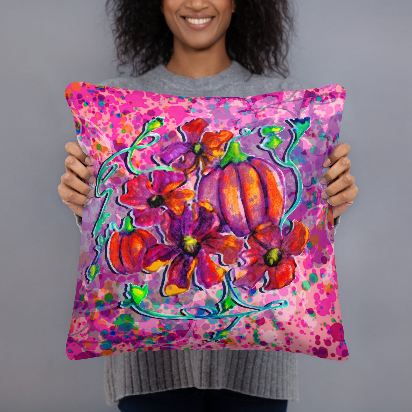 Basic Pillow (18x18) - Pumpkin Flower Collection