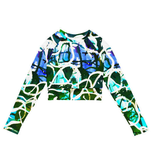NEW Recycled Long Sleeve Crop Top - Water Color Graffiti Collection